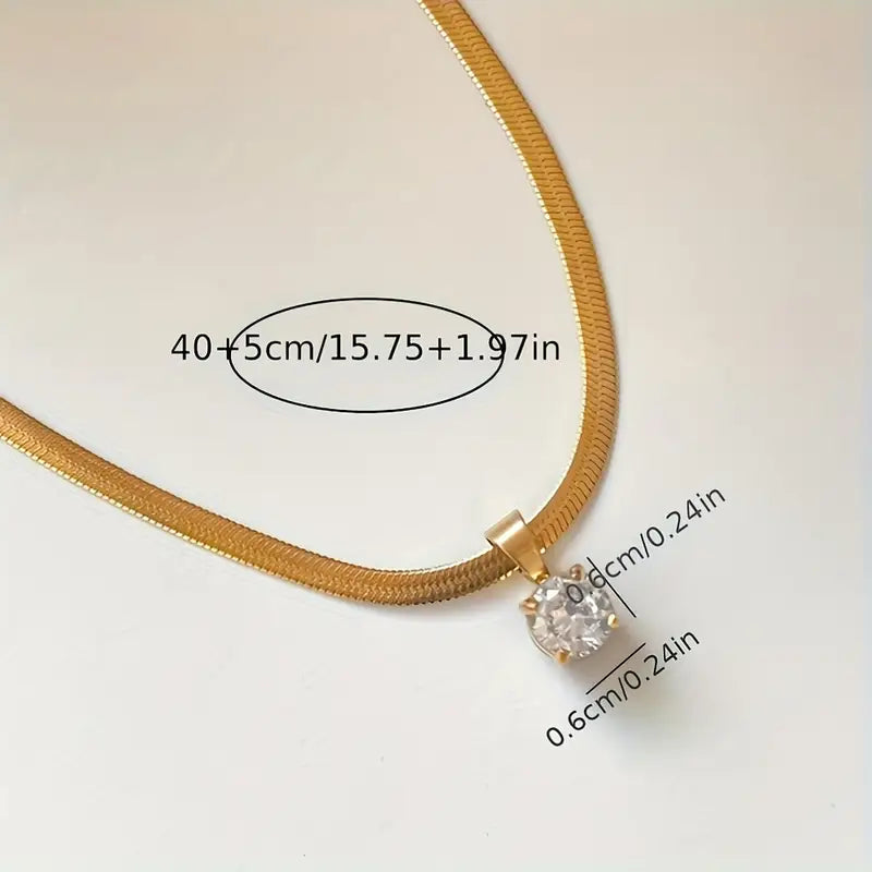 Veronica | Rhinestone Pendant - Gold
