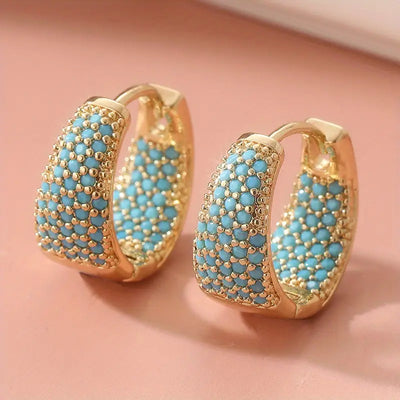 Giovanna | Turquoise Hoop Earrings - Gold