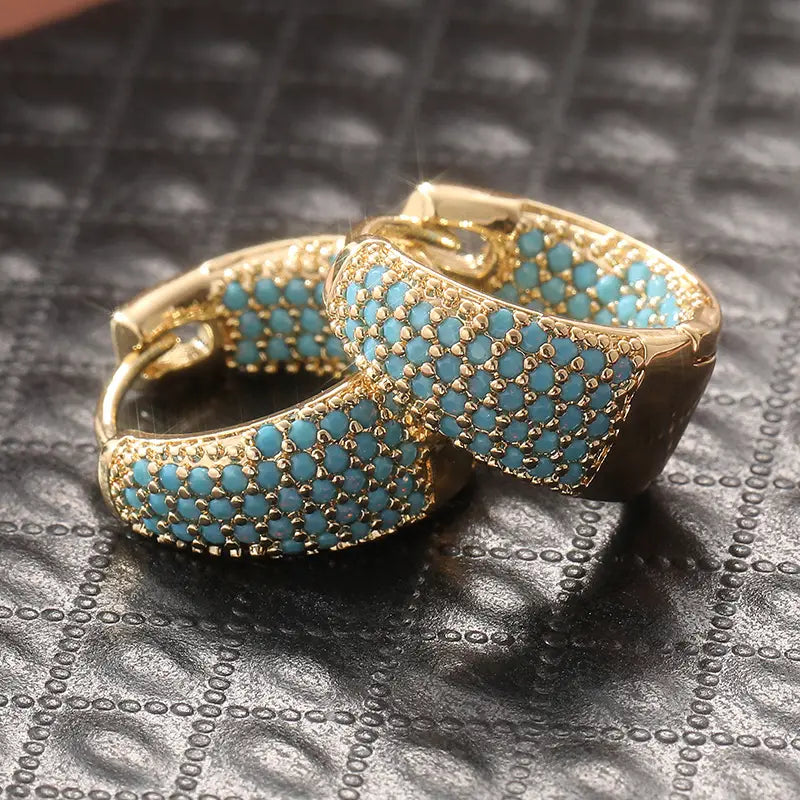 Giovanna | Turquoise Hoop Earrings - Gold
