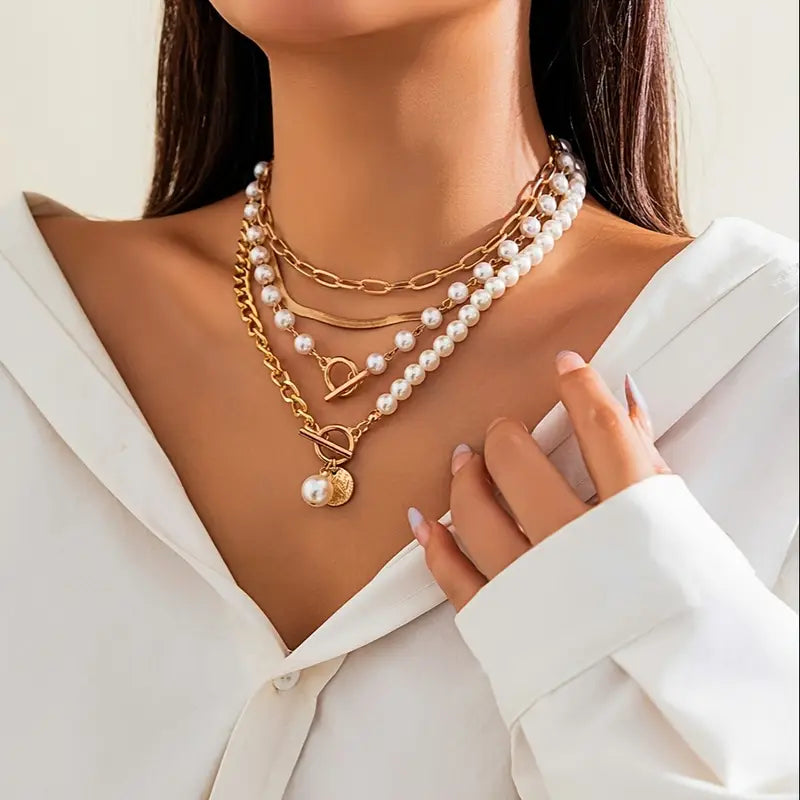 Violetta | Pearl Chain Set - Gold