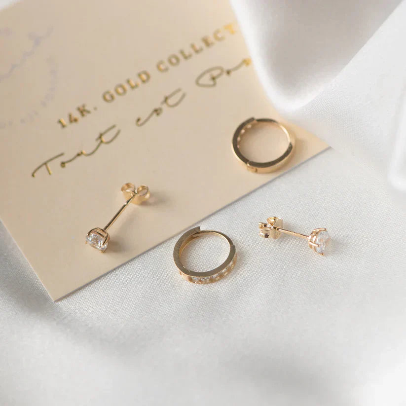 Camellia | Stone Earring Set - Gold
