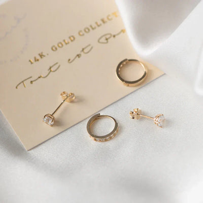 Camellia | Stone Earring Set - Gold