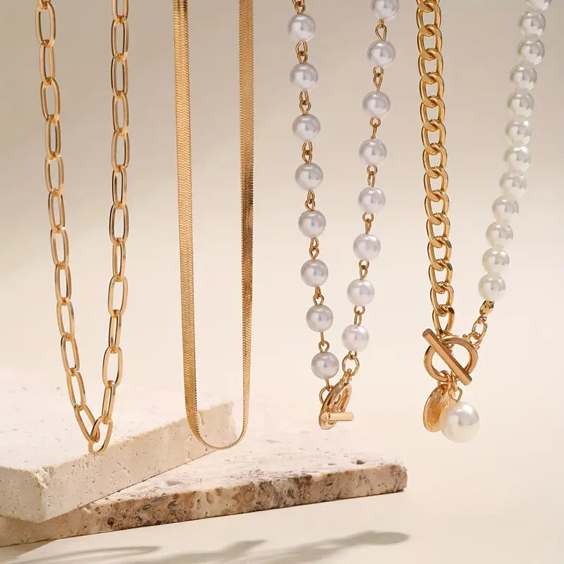 Violetta | Pearl Chain Set - Gold