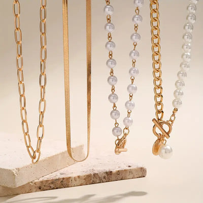 Violetta | Pearl Chain Set - Gold