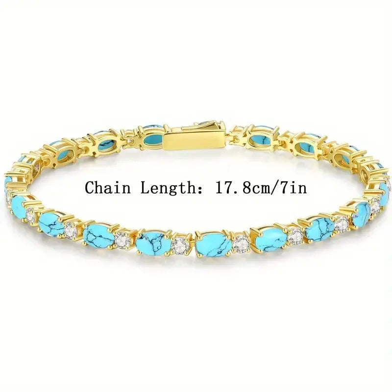 Elena | Turquoise Stone Bracelet - Gold