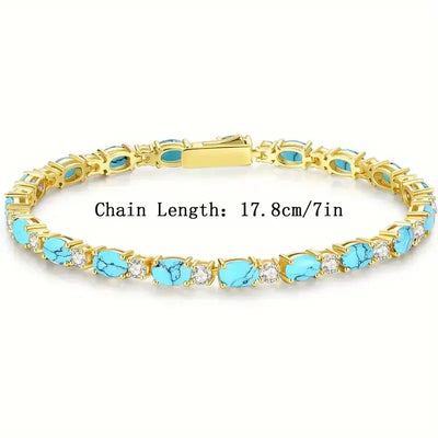 Elena | Turquoise Stone Bracelet - Gold