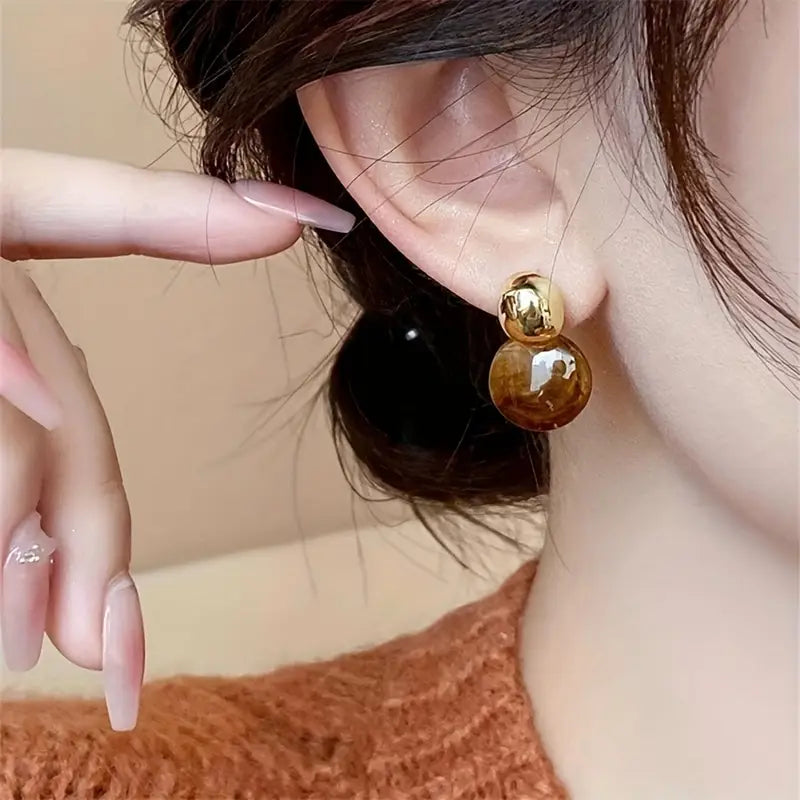 Aurora | Amber Drop Earrings - Gold
