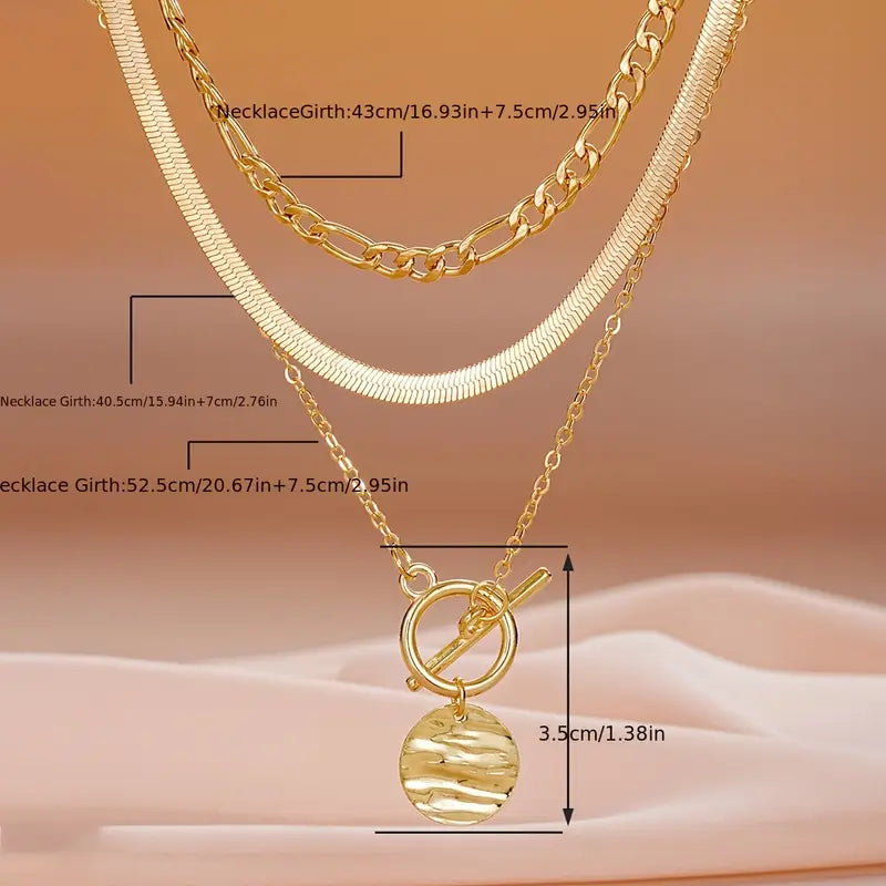 Bianca | Textured Coin Necklace - Gold