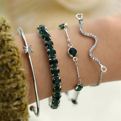 Lyra | Green Gem Bracelet Set