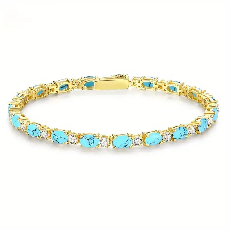 Elena | Turquoise Stone Bracelet - Gold
