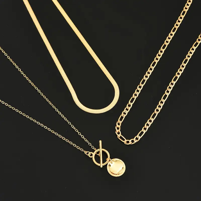 Bianca | Textured Coin Necklace - Gold