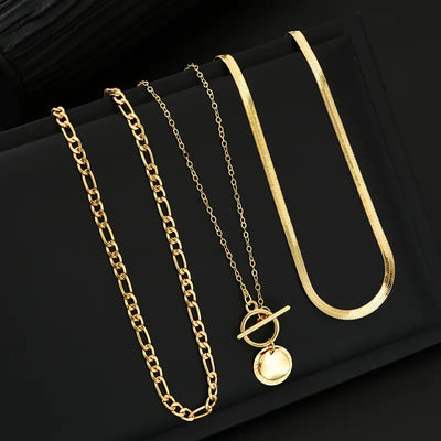 Bianca | Textured Coin Necklace - Gold