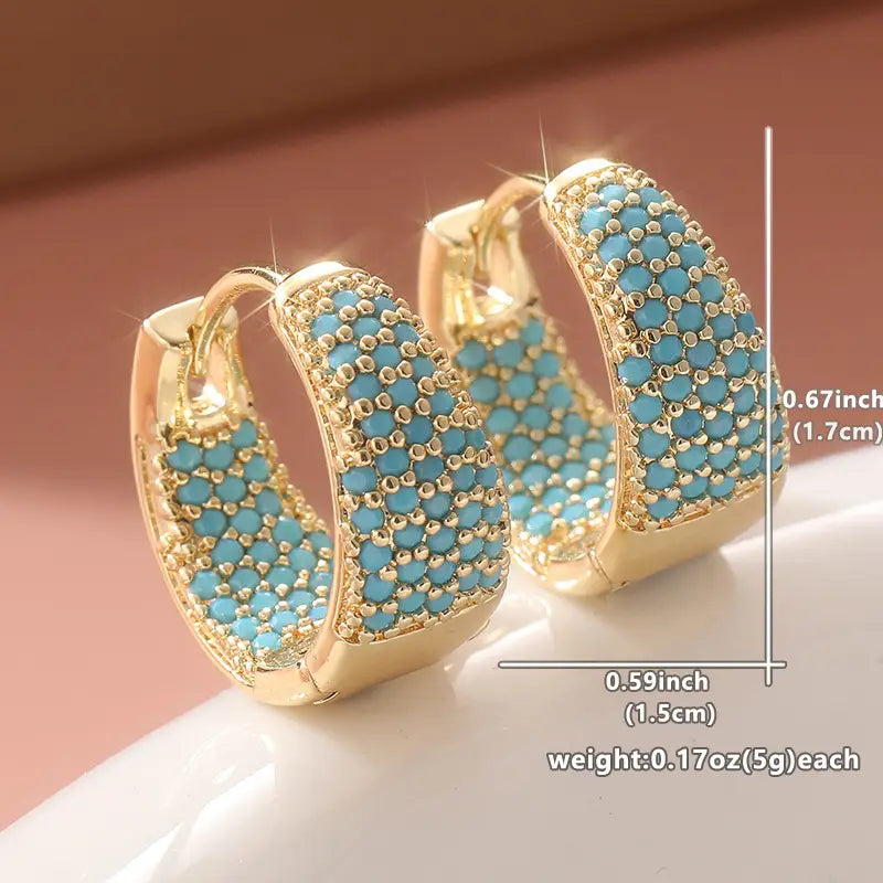 Giovanna | Turquoise Hoop Earrings - Gold