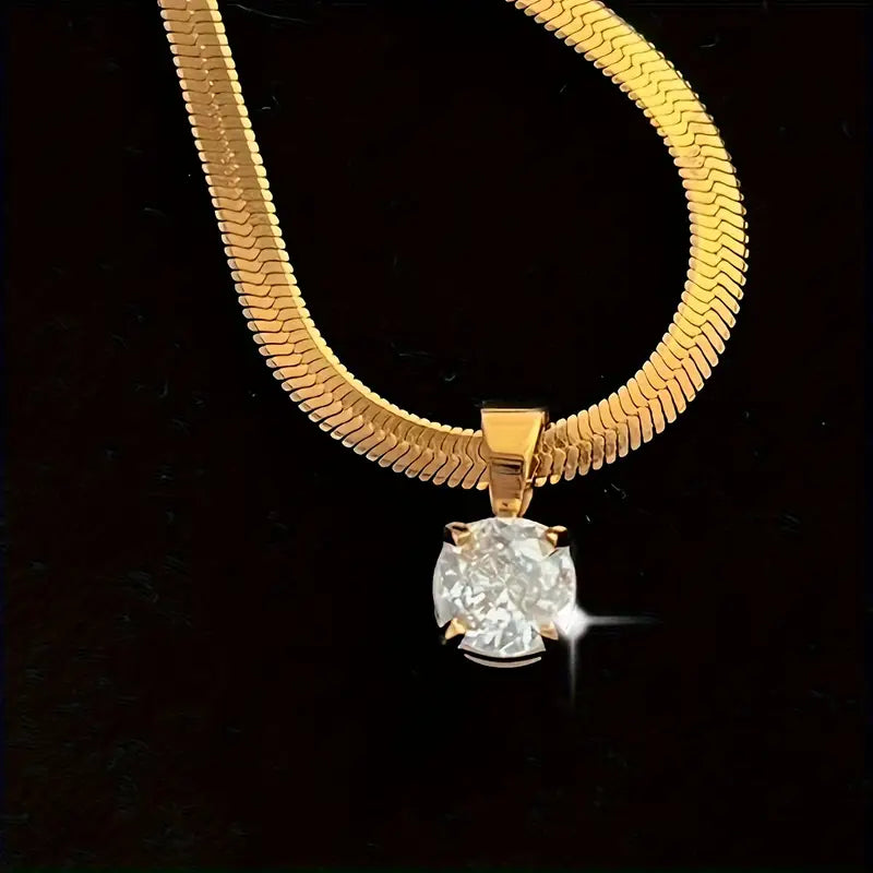 Veronica | Rhinestone Pendant - Gold
