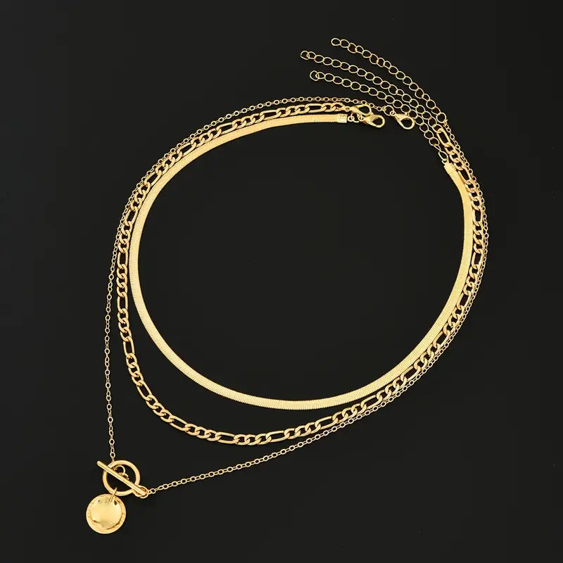 Bianca | Textured Coin Necklace - Gold