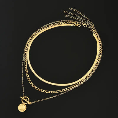 Bianca | Textured Coin Necklace - Gold