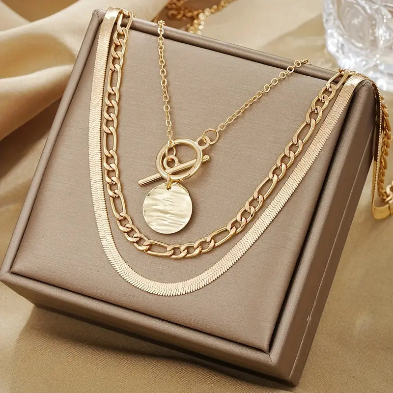 Bianca | Textured Coin Necklace - Gold