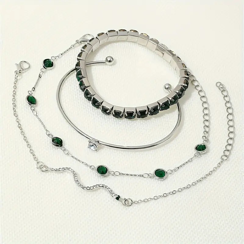 Lyra | Green Gem Bracelet Set