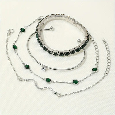 Lyra | Green Gem Bracelet Set