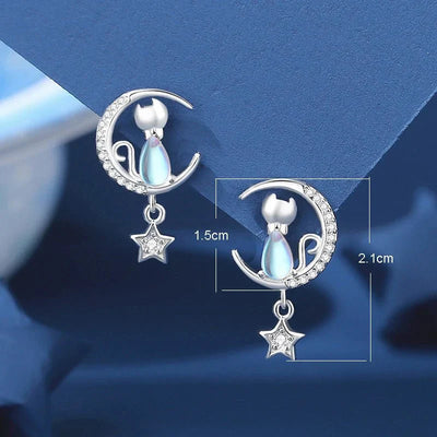 Thalia | Moon Cat Earrings