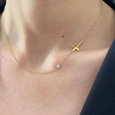 Solenne | Sideways Cross Necklace