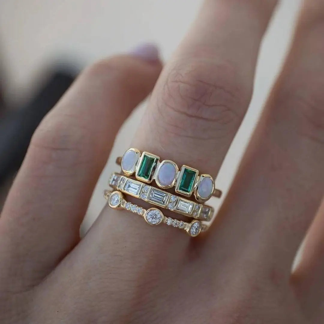 Opalia | White & Green Opal Vintage Ring