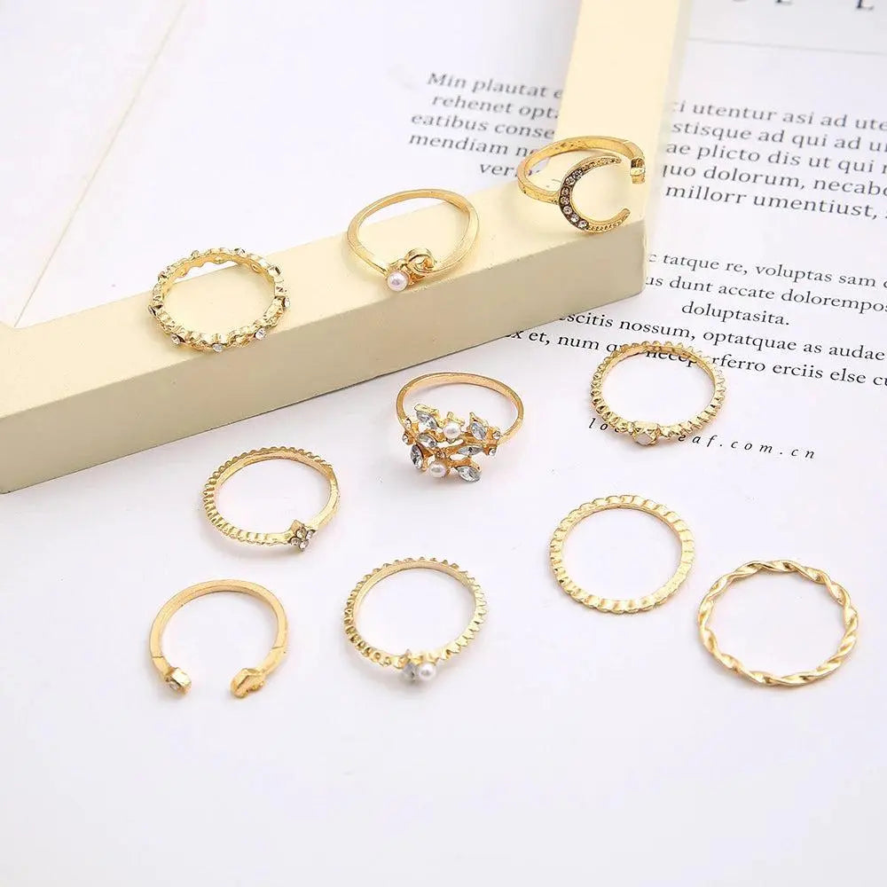 Selene | Bohemian Silver & Gold Ring 10-Pack