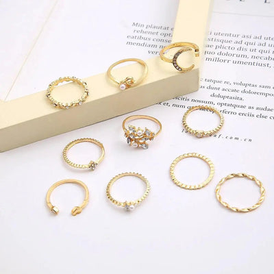 Selene | Bohemian Silver & Gold Ring 10-Pack