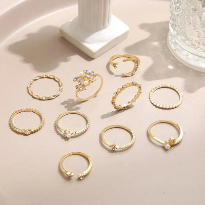 Selene | Bohemian Silver & Gold Ring 10-Pack