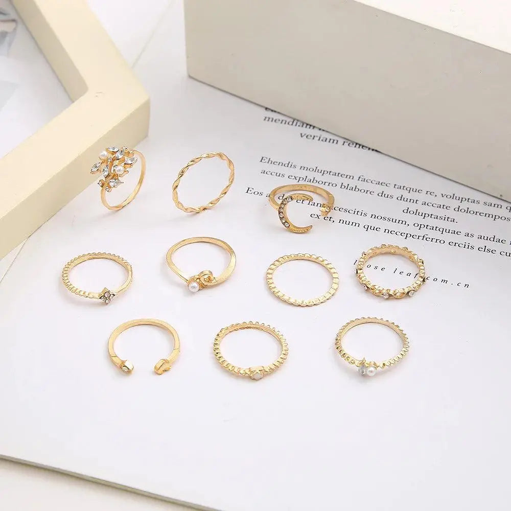 Selene | Bohemian Silver & Gold Ring 10-Pack
