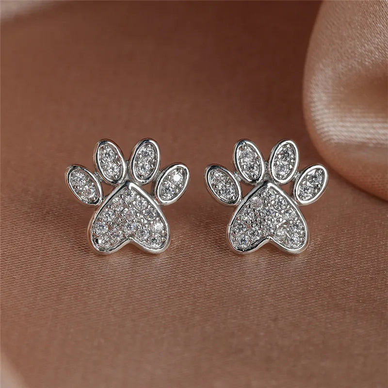 Selisse | White Gold Paw Studs