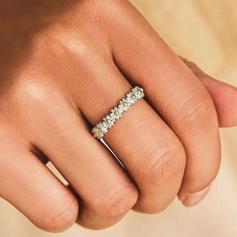 Flora | Adjustable Silver and Painted Ring