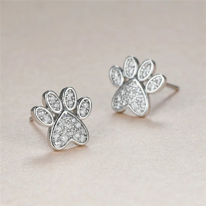 Selisse | White Gold Paw Studs
