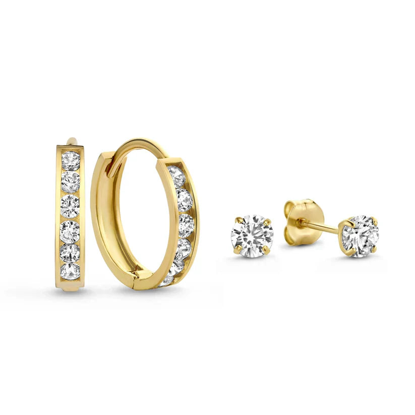 Camellia | Stone Earring Set - Gold