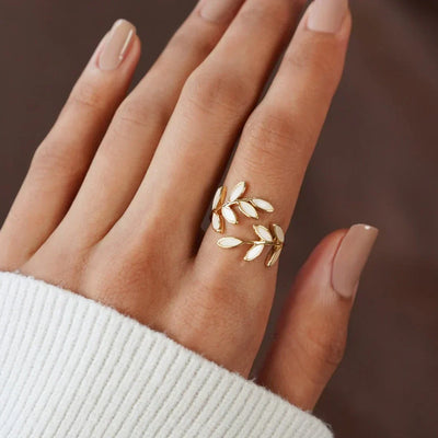 Ophelia | White Opal Leaf Ring