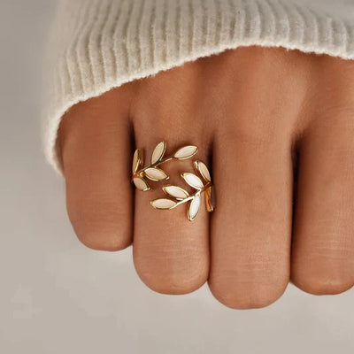 Ophelia | White Opal Leaf Ring