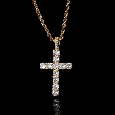Viviana | Moissanite Cross Necklace - Gold