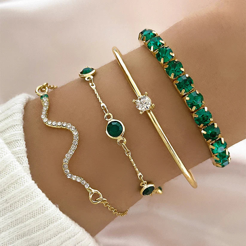 Lyra | Green Gem Bracelet Set