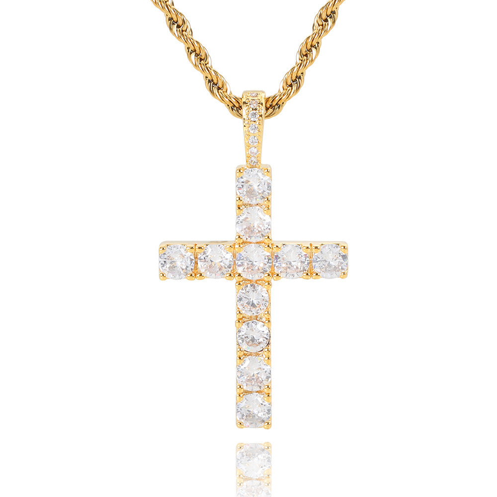 Viviana | Moissanite Cross Necklace - Gold