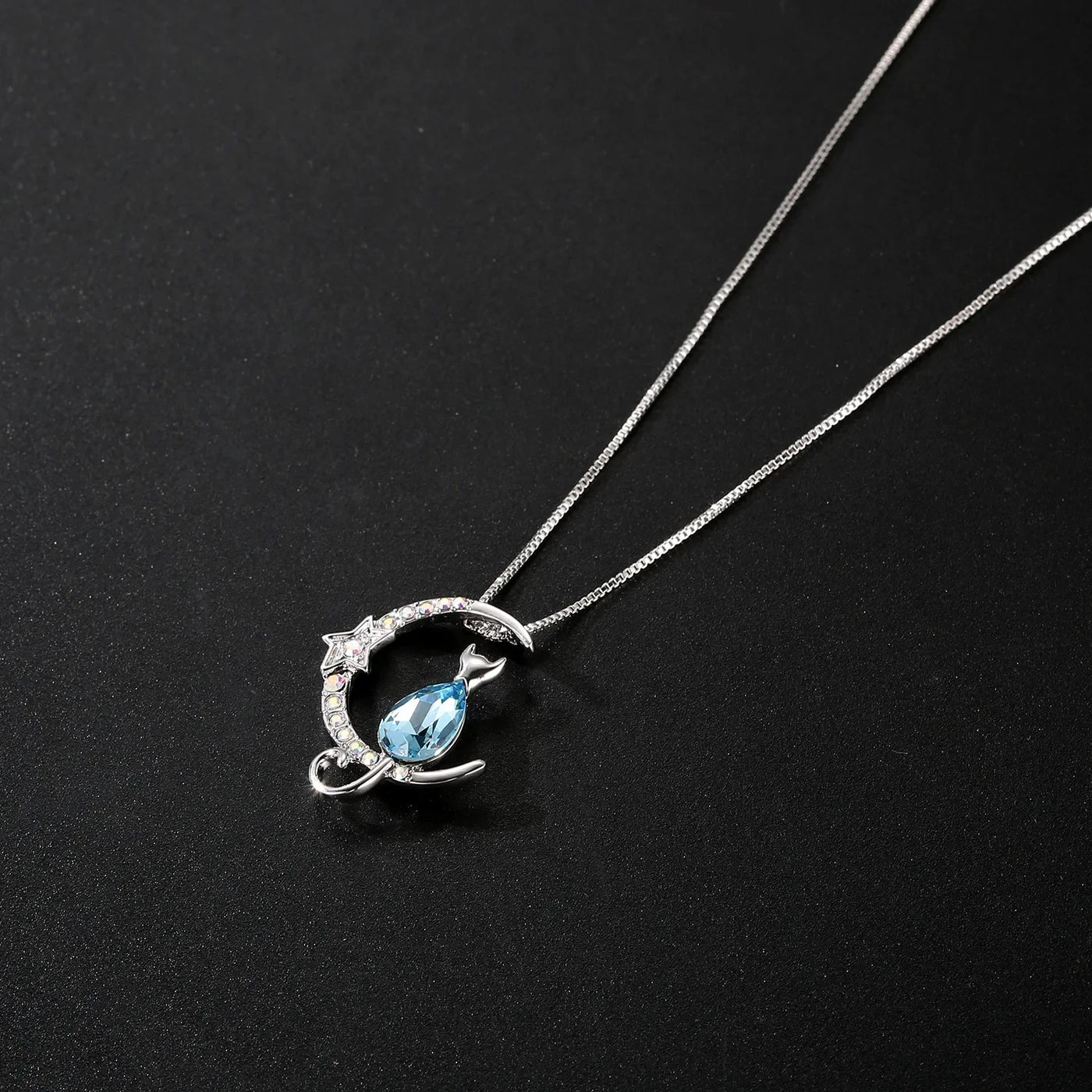 Moonlit Whiskers | Crystal Cat Necklace