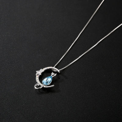 Moonlit Whiskers | Crystal Cat Necklace