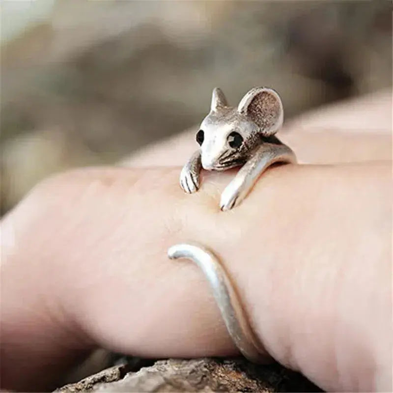 Whimsy Charm | Silver Ring with Mouse Design