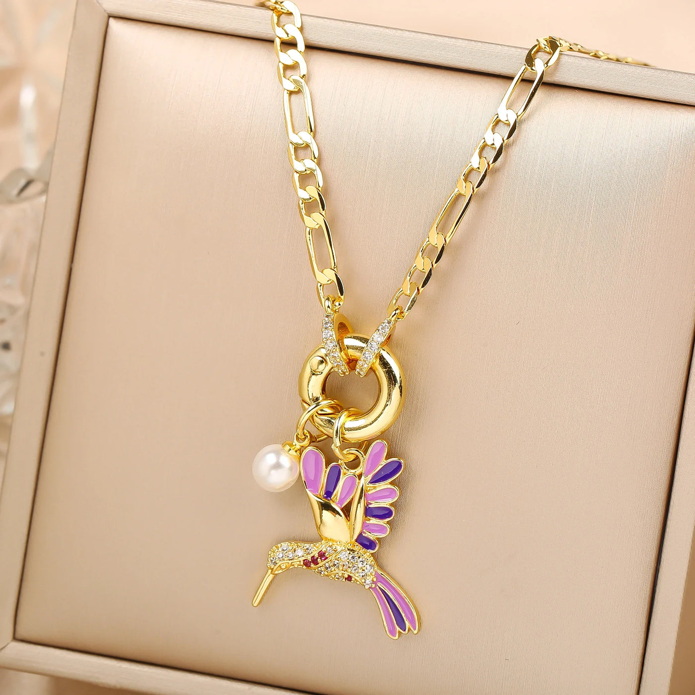 Aurielle | Pearl Bird Charm Necklace