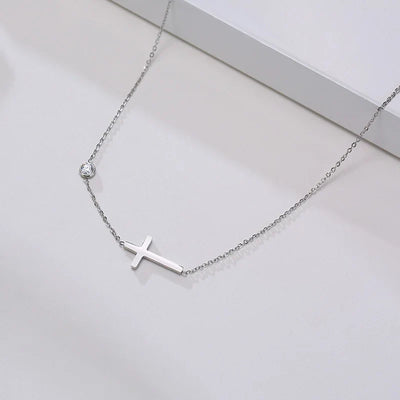 Solenne | Sideways Cross Necklace