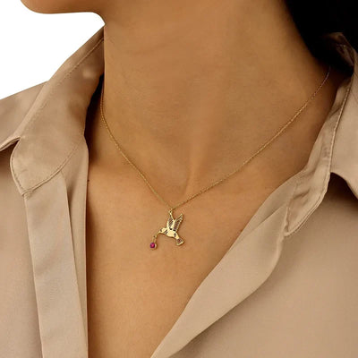 Solena | Birthstone Hummingbird Necklace
