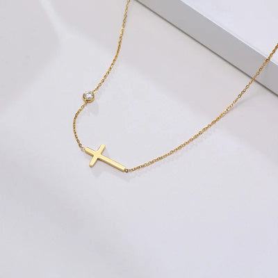 Solenne | Sideways Cross Necklace