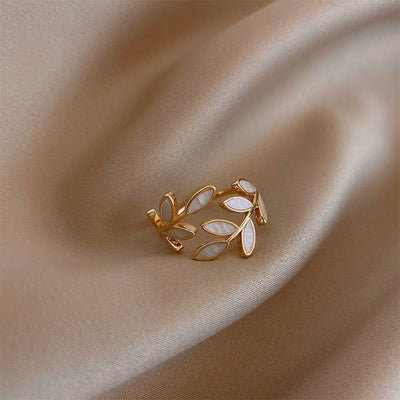 Ophelia | White Opal Leaf Ring