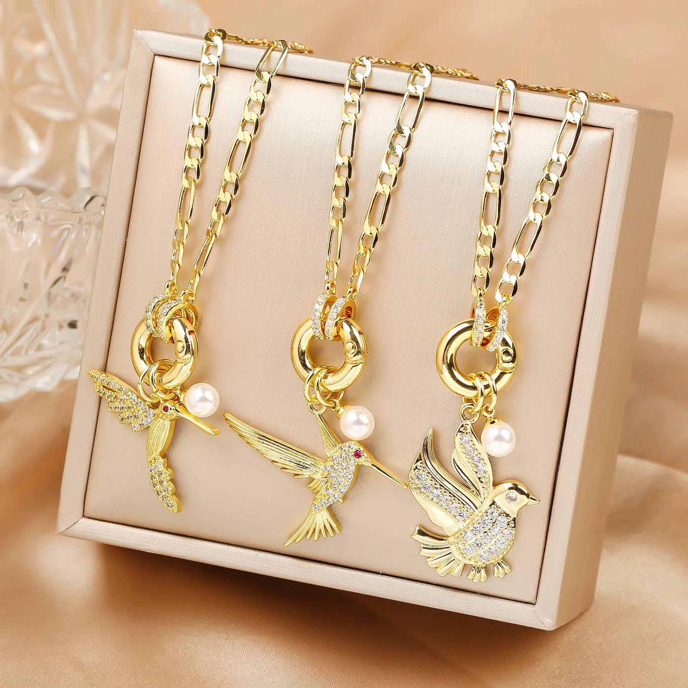 Aurielle | Pearl Bird Charm Necklace