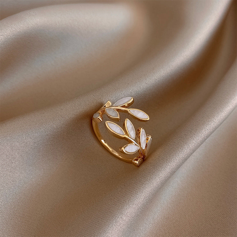 Ophelia | White Opal Leaf Ring