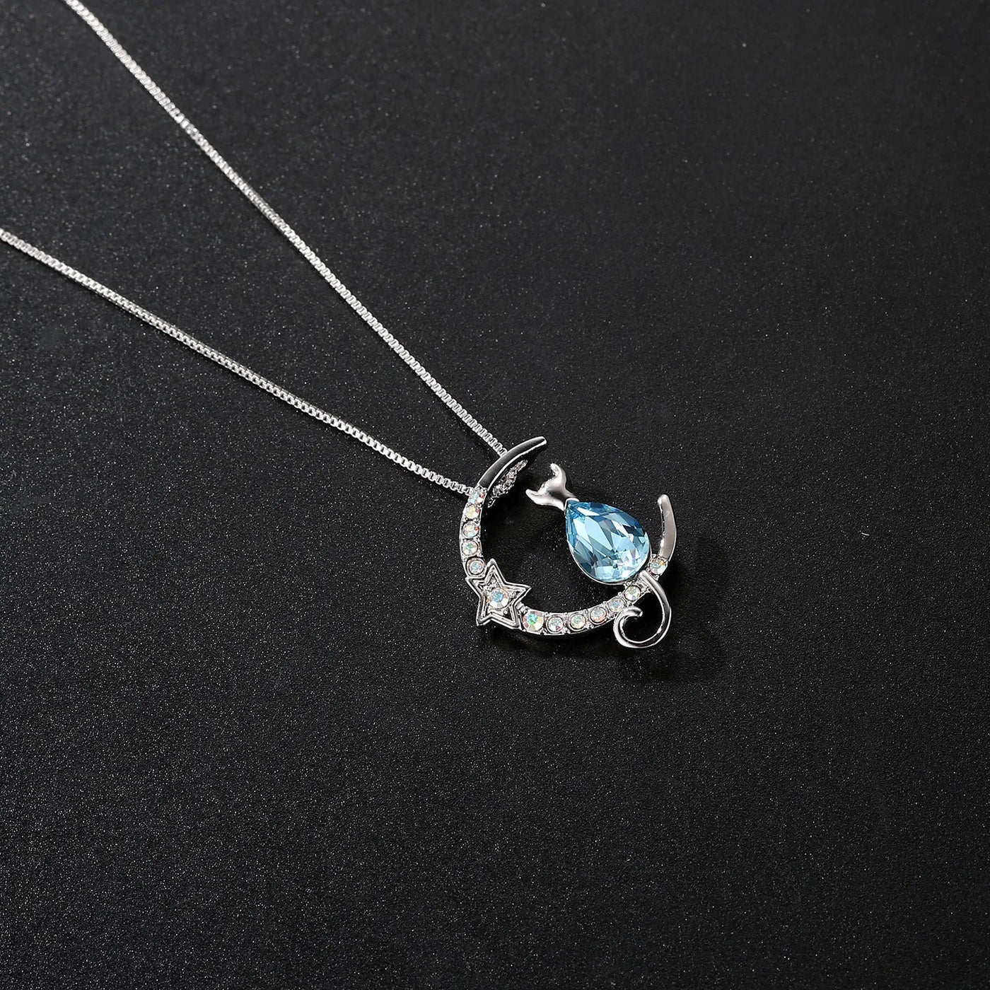 Moonlit Whiskers | Crystal Cat Necklace